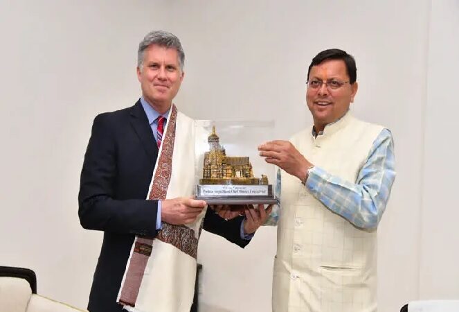 Canadian High Commissioner Cameron McKay meets Chief Minister Pushkar Dhami
