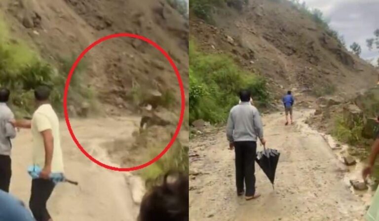 अल्मोड़ा में लैंडस्लाइड, बोल्डर की चपेट में आया ग्रामीण, सामने आया रूह कंपाने वाला वीडियो